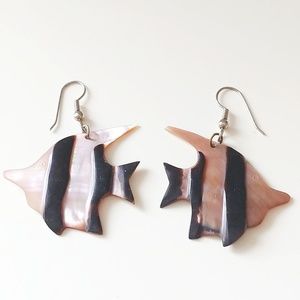Mother of Pearl Fish Earrings Shell Beach Tropical